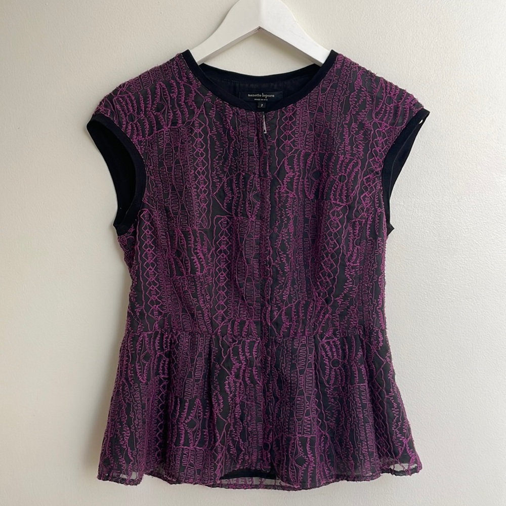 Nanette Lepore Sleeveless Embroidered Chiffon Blouse Top. Size 2.